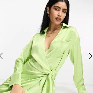 Pretty Lavish wrap shirt midaxi dress